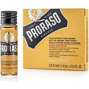 Proraso Hot Oil Beard Treatment Wood & Spice olej na bradu 4 x 17 ml