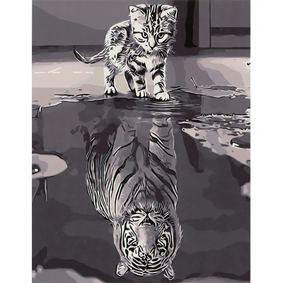 KIK KX4497_2 Maľovanie podľa čísel 40 x 50 cm mačka a tiger