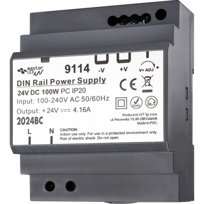 Napájecí zdroj na DIN lištu, 24V, 100W, 4.16A, IP20, pro rozvaděče (stabilizované napětí)