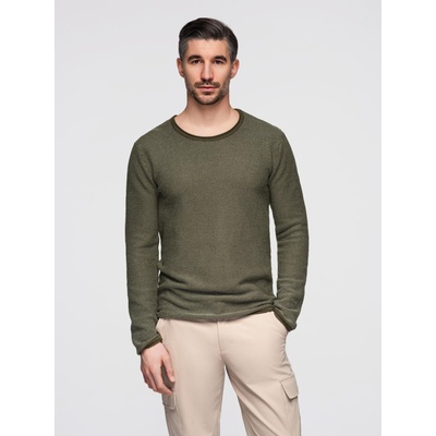 Ombre Clothing Мъжки трикотажен пуловер RELAXED FIT с десен зелен Ombre Clothing Ombre Clothing | Zelen | МЪЖЕ | S