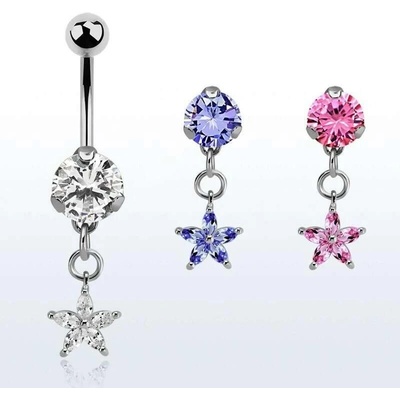 InfinityPierce.cz piercing do pupíku s hvězdičkou na řetízku BNRZ413