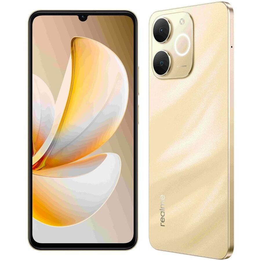 スマートフォン本体 realme Note 70T Gold 4GB/64GB realme Note 70T Smartphone, 4 + 256 GB, Durable Battery with 6,000