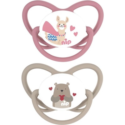 NIP Каучукови залъгалки NIP Butterfly - Лама и мече, 0-6 м, 2 броя (240008213105372)