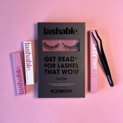 Lashable DIY umělé řasy Startovací Sada Cat Eye trsové řasy 7-16mm + Lepidlo na řasy 5g + Fixátor 5g + Aplikátor na řasy 1ks – Sleviste.cz