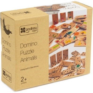 ANDREU Toys Детска дървена игра Andreu toys - Домино-пъзел, животни (16113) - baby