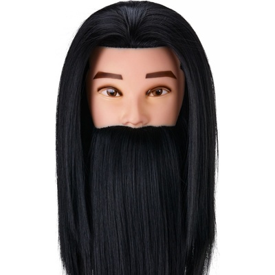 ACTIVESHOP Kadeřnická cvičná hlava barber Gabbiano WZ4 s plnovousem, syntetické vlasy, 1H, délka 8"+6"