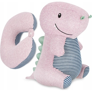 Spokey Cuddly 2v1 Detský cestovný vankúš a plyšová hračka v jednom hrošík 30cm