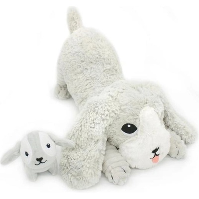 Les Ptipotos Плюшено кученце Тоуто светло сиво - мама с бебе