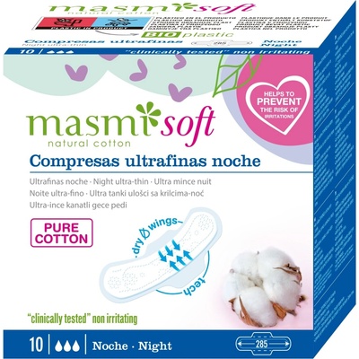 Masmi Soft Night Ultra-Thin Hygienické vložky s krídelkami 10 ks