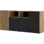 BIM Furniture Комод auris 4d 180 см, дъб артисан/черен мат (auriskom4ddacmset)