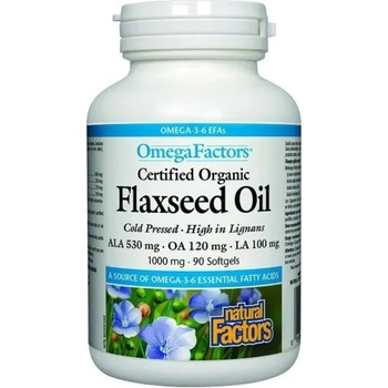 Natural Factors Flaxseed Oil, 1000 mg, 90 софтгел капсули, Natural Factors (2210 NF)