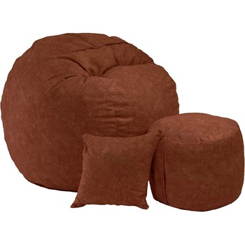 PUFRELAX Комплект Барбарон с табуретка за крака и декоративна възглавница 500л. Matusalem, Terra, Перящ се калъф, Подходящ за деца, Пълнеж с микс от мемори пяна и дунапрен, Гама Premium, 8931 (PUF-M-MOP-PT-TER)