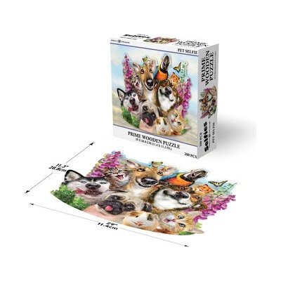 PRIME 3D drevené puzzle Selfie se zvířátky 200 ks