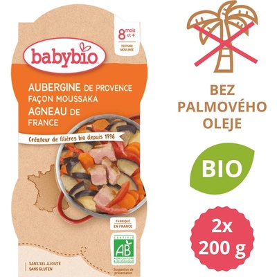 Babybio Lilek na způsob musaky s jehněčím masem 2 x 200 g