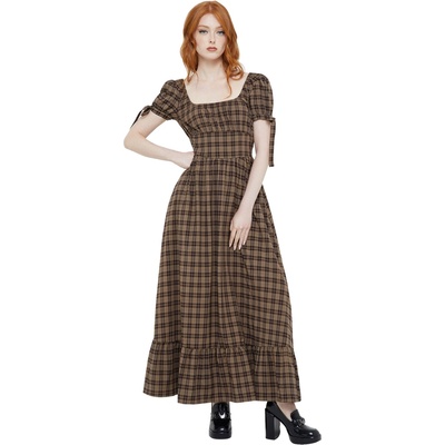 KILLSTAR Дамска рокля KILLSTAR - Grim Gretchen - Brown Tartan - KSRA013726