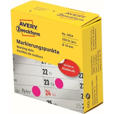 Avery Zweckform 3854 Samolepící kolečka 19 mm 250 ks červenofialové