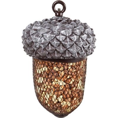 Esschert Design Závěsné krmítko pro ptáky Acorn 30 x 13,5 cm kov polyesterová pryskyřice šedá