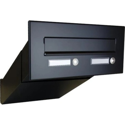 DOLS D-042 ČD-3 RAL9005 - poštová schránka na zamurovanie, s 2x menovkou a 2x zvončekovým tlačidlom, čierna