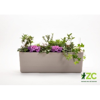 Samozavlažovací truhlík Plastia BERBERIS 80 komplet set taupe-slonová kost