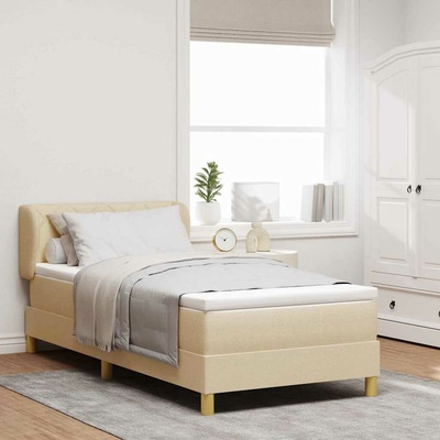 Postel s boxspringem s čelo Krémová 90 x 200 cm textil