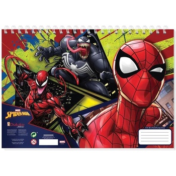 Diakakis Скицник със спирала А4, 30л, spiderman (30204-А-SPIDERMAN)