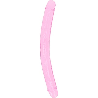 RealRock Gelové dildo Realistic Double Dong 13 průhledné oboustranné dildo 34 x 3,5 cm