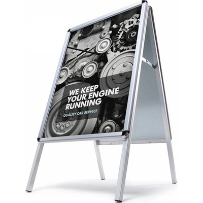 Jansen Display Reklamní áčko 700 x 1000 mm (B1), oblý roh, profil 32mm, metalová záda, zvýšená odolnost proti vlivům počasí