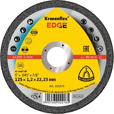 Klingspor EDGE rezný kotúč 125 x 1,2 x 22,23 mm 355379