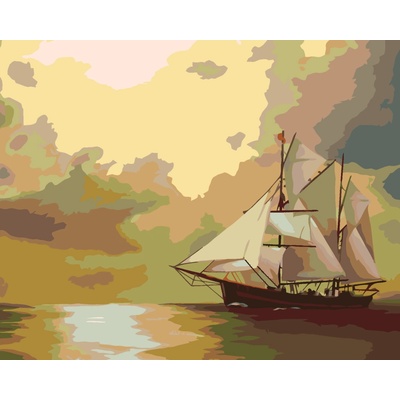 ZUTY Malování podle čísel PLACHETNICE A SLUNCE D RUSTY RUST Rozměr 40 x 50 cm Rámování vypnuté plátno na rám