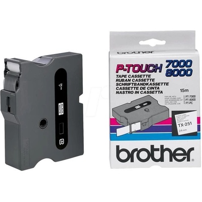 Páska do tlačiarne štítkov Brother TX-251, 24mm, čierny / biely, O