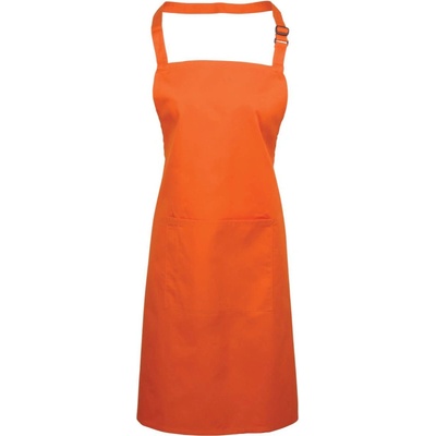 Premier Zástěra Colours PR 154 s laclem a kapsou na břiše COT-39015423599 Oranžová