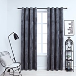 vidaXL Затъмняващи завеси с халки, 2 бр, кадифе, антрацит, 140x175 см (134496)