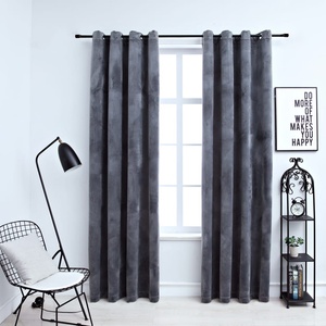 vidaXL Затъмняващи завеси с халки, 2 бр, кадифе, антрацит, 140x175 см (134496)