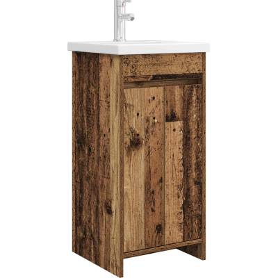 vidaXL Баня с мивка Старо дърво 42 x 40 x 84, 5 см Инженерна дървесина (890774)