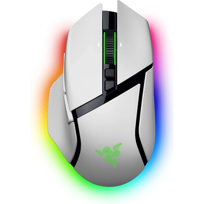 Мишка Razer Basilisk V3 Pro 35K, оптична (35 000 dpi), жична/безжична, Bluetooth, USB, бяла, гейминг, 11 програмируеми бутона, Razer Chroma RGB подсветка (RZ01-05240200-R3G1)