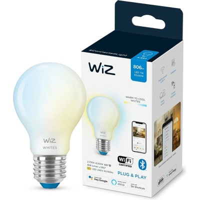 WiZ 8719514552081 LED inteligentná žiarovka 1x6,7W E27 806lm 2700-6500K- stmievateľná, tunableWhite, matne biela