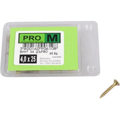 Pro m ВИНТ ЗА ДЪРВО 4x25 ММ pro m 45 БРОЯ (3800160906108)