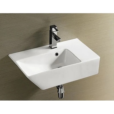 Inter Ceramic Мивка за баня ICC 5065L, Inter Ceramic, стенен монтаж, с отвор за смесител, порцелан, бял, 66x40x17м (5065L)