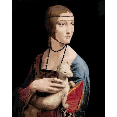 Zuty Malování podle čísel Dáma s hranostajem Leonardo da Vinci 80 x 100 cm vypnuté plátno na rám