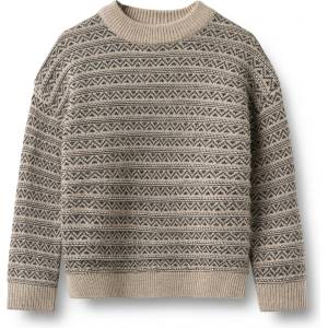 WHEAT Детски вълнен пуловер WHEAT Kid's Jacquard Pullover Jens Merino jumper - Warm Sand Melange - размер 104 (EU) (704-6241-0113)