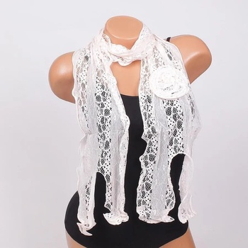 Image 1 of Бледорозов дантелен шал с цвете