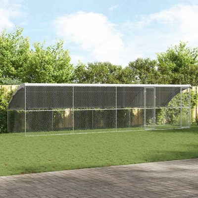 vidaXL Klec pro psy se střechou sada 4 ks 800 x 200 x 200 cm pozinkovaná ocel stříbrná 9799.3368332