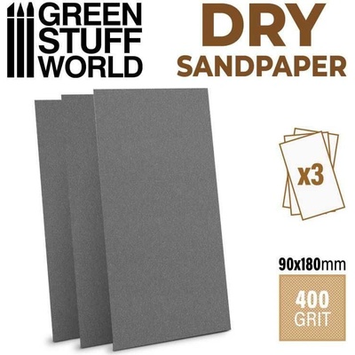 Green Stuff World DRY SandPaper 180x90 mm DRY 320 grit PACK x3 / Suchý 320 3 ks GSW10697