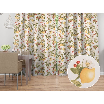 Biante Bavlnený záves Sandra SA-777 Citróny a šípky na bielom 150x150 cm