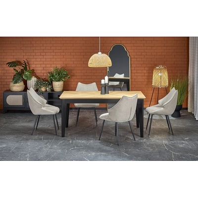 Halmar Разтегателна трапезна маса edmondo дъб/ черно