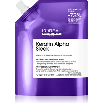 L'Oréal Serie Expert Keratin Alpha Sleek шампоан за гладка на вид коса Refill 500ml