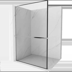 Mexen Kioto+ L душ параван с полица Walk-in 70 x 200 см, черна рамка, хром - 800-070-123-01-70 (800-070-123-01-70)