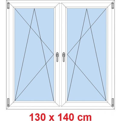 Soft Dvoukřídlé plastové okno 130x140 cm OS+OS se sloupkem Bílá