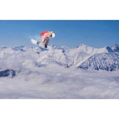 Dimex MS-5-1569 Vliesová fototapeta Letící snowboardista na horách rozměry 375 x 250 cm
