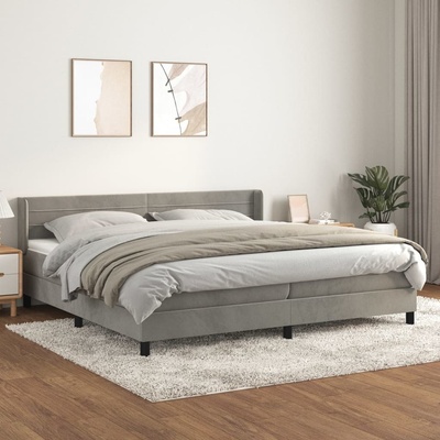 Petrashop 3131039 boxspring postel s matrací světle šedá samet